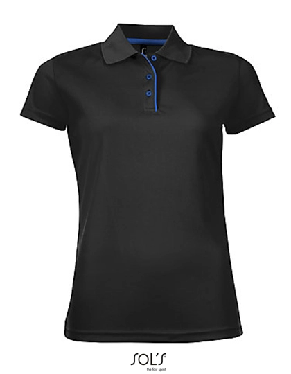 Women´s Sports Polo Shirt Performer zum Besticken und Bedrucken in der Farbe Black mit Ihren Logo, Schriftzug oder Motiv.