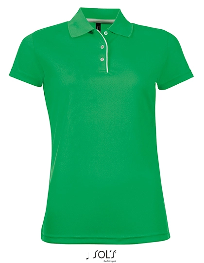 Women´s Sports Polo Shirt Performer zum Besticken und Bedrucken in der Farbe Kelly Green mit Ihren Logo, Schriftzug oder Motiv.
