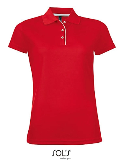 Women´s Sports Polo Shirt Performer zum Besticken und Bedrucken in der Farbe Red mit Ihren Logo, Schriftzug oder Motiv.