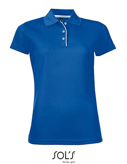 Women´s Sports Polo Shirt Performer zum Besticken und Bedrucken in der Farbe Royal Blue mit Ihren Logo, Schriftzug oder Motiv.