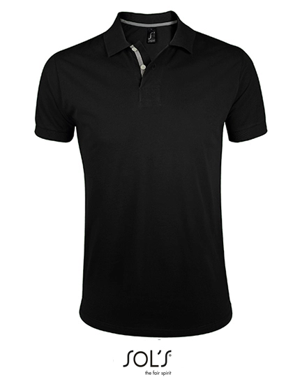 Men´s Polo Shirt Portland zum Besticken und Bedrucken in der Farbe Black-Grey (Solid) mit Ihren Logo, Schriftzug oder Motiv.