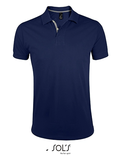 Men´s Polo Shirt Portland zum Besticken und Bedrucken in der Farbe French Navy-Grey (Solid) mit Ihren Logo, Schriftzug oder Motiv.