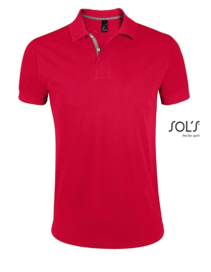 Men´s Polo Shirt Portland zum Besticken und Bedrucken in der Farbe Red-Grey (Solid) mit Ihren Logo, Schriftzug oder Motiv.