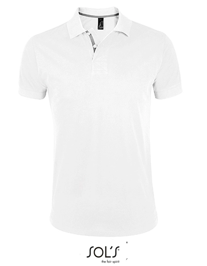 Men´s Polo Shirt Portland zum Besticken und Bedrucken in der Farbe White-Grey (Solid) mit Ihren Logo, Schriftzug oder Motiv.