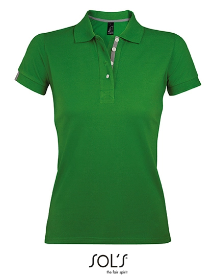 Women´s Polo Shirt Portland zum Besticken und Bedrucken in der Farbe Bud Green-Grey (Solid) mit Ihren Logo, Schriftzug oder Motiv.