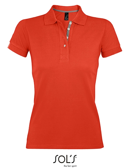 Women´s Polo Shirt Portland zum Besticken und Bedrucken in der Farbe Burnt Orange-Grey (Solid) mit Ihren Logo, Schriftzug oder Motiv.