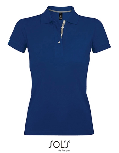 Women´s Polo Shirt Portland zum Besticken und Bedrucken in der Farbe Ultramarine-Grey (Solid) mit Ihren Logo, Schriftzug oder Motiv.