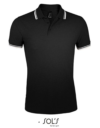 Men´s Polo Shirt Pasadena zum Besticken und Bedrucken in der Farbe Black-White mit Ihren Logo, Schriftzug oder Motiv.