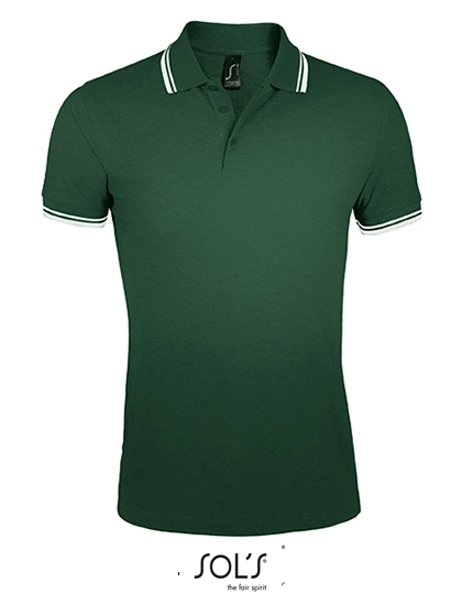 Men´s Polo Shirt Pasadena zum Besticken und Bedrucken in der Farbe Forest Green-White mit Ihren Logo, Schriftzug oder Motiv.