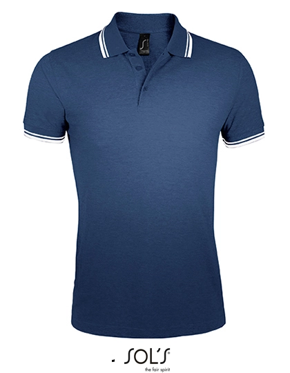 Men´s Polo Shirt Pasadena zum Besticken und Bedrucken in der Farbe French Navy-White mit Ihren Logo, Schriftzug oder Motiv.