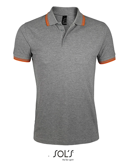 Men´s Polo Shirt Pasadena zum Besticken und Bedrucken in der Farbe Grey Melange-Orange mit Ihren Logo, Schriftzug oder Motiv.
