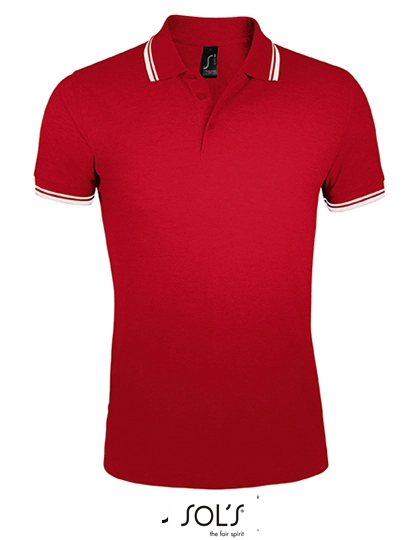 Men´s Polo Shirt Pasadena zum Besticken und Bedrucken in der Farbe Red-White mit Ihren Logo, Schriftzug oder Motiv.