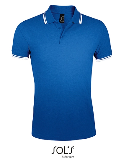 Men´s Polo Shirt Pasadena zum Besticken und Bedrucken in der Farbe Royal Blue-White mit Ihren Logo, Schriftzug oder Motiv.