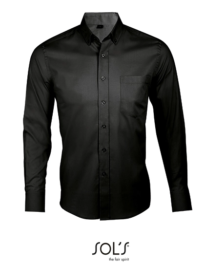 Men´s Long Sleeve Shirt Business zum Besticken und Bedrucken in der Farbe Black mit Ihren Logo, Schriftzug oder Motiv.