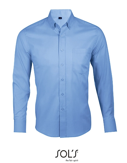 Men´s Long Sleeve Shirt Business zum Besticken und Bedrucken in der Farbe Bright Sky mit Ihren Logo, Schriftzug oder Motiv.