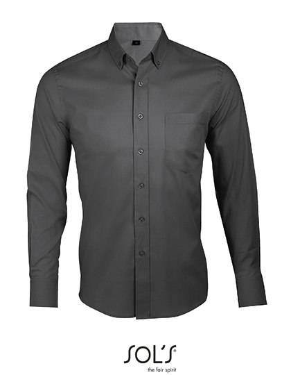 Men´s Long Sleeve Shirt Business zum Besticken und Bedrucken in der Farbe Titanium Grey mit Ihren Logo, Schriftzug oder Motiv.