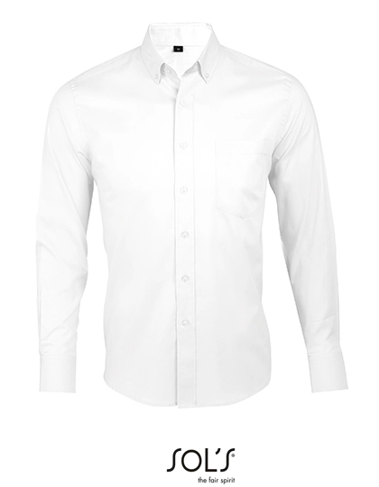 Men´s Long Sleeve Shirt Business zum Besticken und Bedrucken in der Farbe White mit Ihren Logo, Schriftzug oder Motiv.
