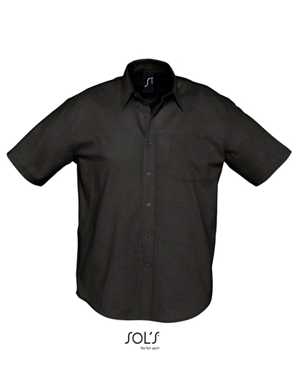Men´s Oxford-Shirt Brisbane Short Sleeve zum Besticken und Bedrucken in der Farbe Black mit Ihren Logo, Schriftzug oder Motiv.