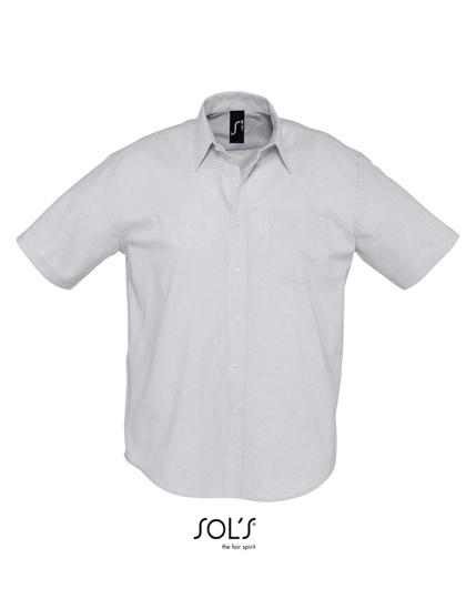 Men´s Oxford-Shirt Brisbane Short Sleeve zum Besticken und Bedrucken in der Farbe Silver mit Ihren Logo, Schriftzug oder Motiv.