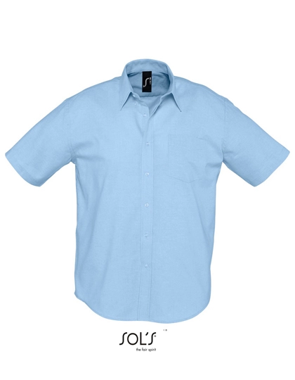 Men´s Oxford-Shirt Brisbane Short Sleeve zum Besticken und Bedrucken in der Farbe Sky Blue mit Ihren Logo, Schriftzug oder Motiv.
