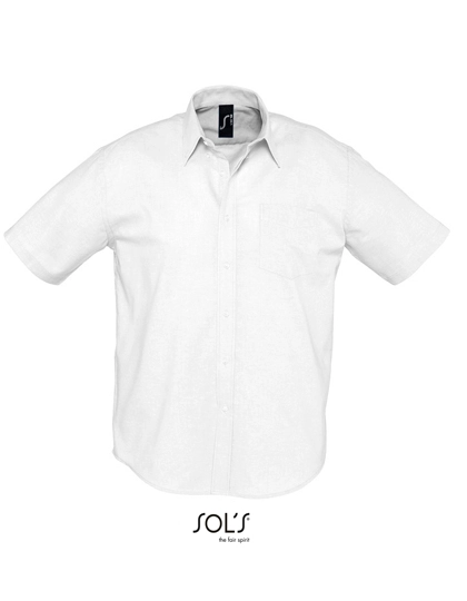 Men´s Oxford-Shirt Brisbane Short Sleeve zum Besticken und Bedrucken in der Farbe White mit Ihren Logo, Schriftzug oder Motiv.