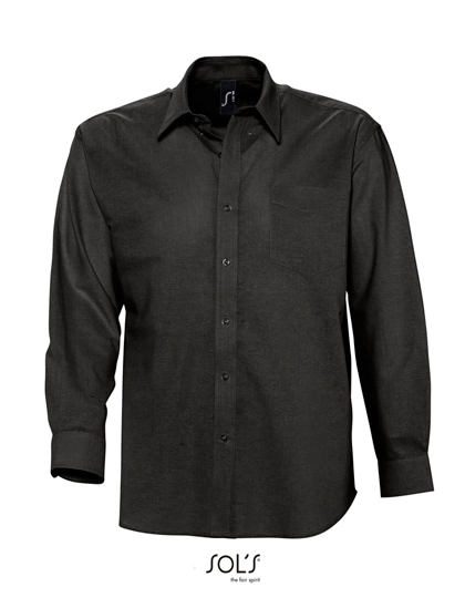 Men´s Oxford-Shirt Boston Long Sleeve zum Besticken und Bedrucken in der Farbe Black mit Ihren Logo, Schriftzug oder Motiv.