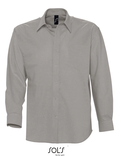 Men´s Oxford-Shirt Boston Long Sleeve zum Besticken und Bedrucken in der Farbe Silver mit Ihren Logo, Schriftzug oder Motiv.
