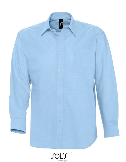 Men´s Oxford-Shirt Boston Long Sleeve zum Besticken und Bedrucken in der Farbe Sky Blue mit Ihren Logo, Schriftzug oder Motiv.