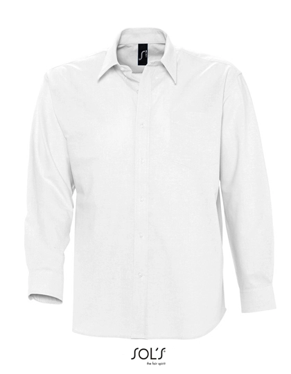 Men´s Oxford-Shirt Boston Long Sleeve zum Besticken und Bedrucken in der Farbe White mit Ihren Logo, Schriftzug oder Motiv.
