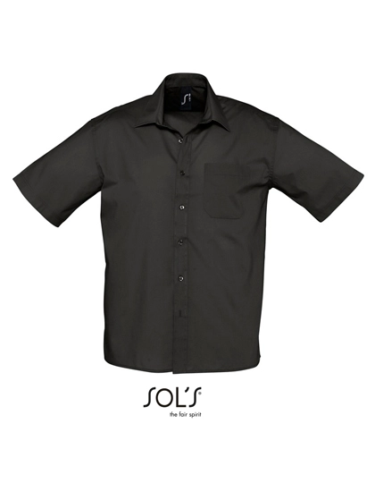Popeline-Shirt Bristol Short Sleeve zum Besticken und Bedrucken in der Farbe Black mit Ihren Logo, Schriftzug oder Motiv.