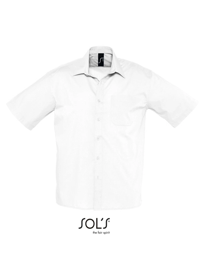 Popeline-Shirt Bristol Short Sleeve zum Besticken und Bedrucken in der Farbe White mit Ihren Logo, Schriftzug oder Motiv.