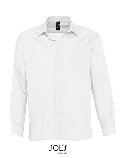 Popeline-Shirt Baltimore Long Sleeve zum Besticken und Bedrucken in der Farbe White mit Ihren Logo, Schriftzug oder Motiv.