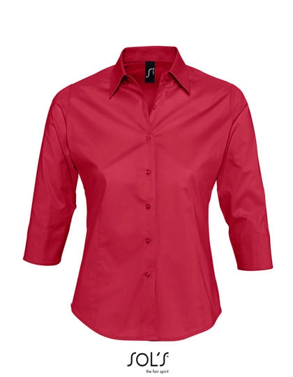 Women´s Stretch-3/4-Sleeve Blouse Effect zum Besticken und Bedrucken in der Farbe Cardinal Red mit Ihren Logo, Schriftzug oder Motiv.