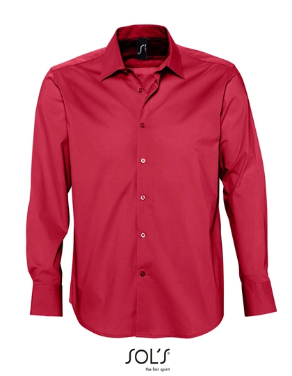 Men´s Stretch-Shirt Brighton Long Sleeve zum Besticken und Bedrucken in der Farbe Cardinal Red mit Ihren Logo, Schriftzug oder Motiv.