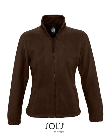 Women´s Fleece Jacket North zum Besticken und Bedrucken in der Farbe Dark Chocolate mit Ihren Logo, Schriftzug oder Motiv.