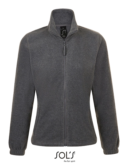 Women´s Fleece Jacket North zum Besticken und Bedrucken in der Farbe Grey Melange mit Ihren Logo, Schriftzug oder Motiv.