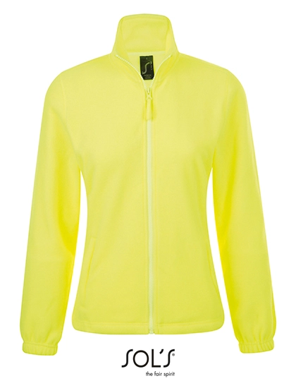 Women´s Fleece Jacket North zum Besticken und Bedrucken in der Farbe Neon Yellow mit Ihren Logo, Schriftzug oder Motiv.