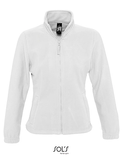 Women´s Fleece Jacket North zum Besticken und Bedrucken in der Farbe White mit Ihren Logo, Schriftzug oder Motiv.