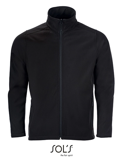 Men´s Softshell Zip Jacket Race zum Besticken und Bedrucken in der Farbe Black mit Ihren Logo, Schriftzug oder Motiv.
