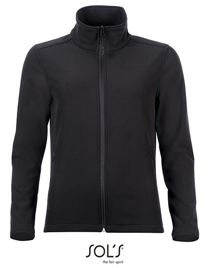 Women´s Softshell Zip Jacket Race zum Besticken und Bedrucken in der Farbe Black mit Ihren Logo, Schriftzug oder Motiv.