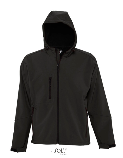 Men´s Hooded Softshell Jacket Replay zum Besticken und Bedrucken in der Farbe Black mit Ihren Logo, Schriftzug oder Motiv.