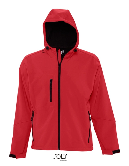 Men´s Hooded Softshell Jacket Replay zum Besticken und Bedrucken in der Farbe Pepper Red mit Ihren Logo, Schriftzug oder Motiv.