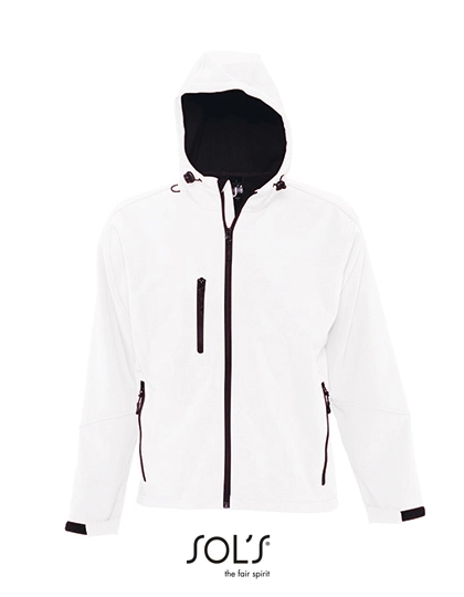 Men´s Hooded Softshell Jacket Replay zum Besticken und Bedrucken in der Farbe White mit Ihren Logo, Schriftzug oder Motiv.