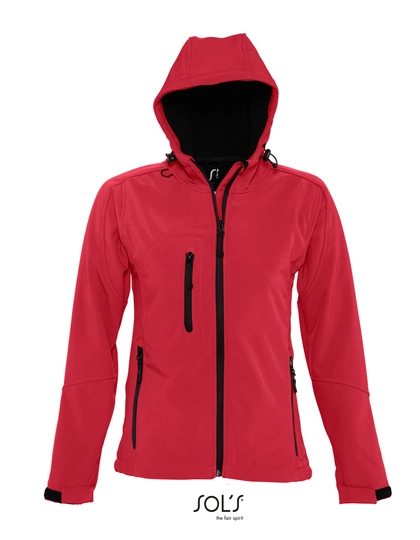 Women´s Hooded Softshell Jacket Replay zum Besticken und Bedrucken in der Farbe Pepper Red mit Ihren Logo, Schriftzug oder Motiv.