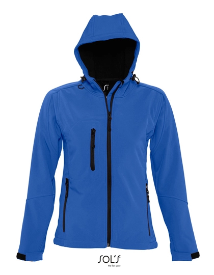 Women´s Hooded Softshell Jacket Replay zum Besticken und Bedrucken in der Farbe Royal Blue mit Ihren Logo, Schriftzug oder Motiv.