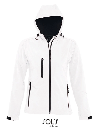 Women´s Hooded Softshell Jacket Replay zum Besticken und Bedrucken in der Farbe White mit Ihren Logo, Schriftzug oder Motiv.