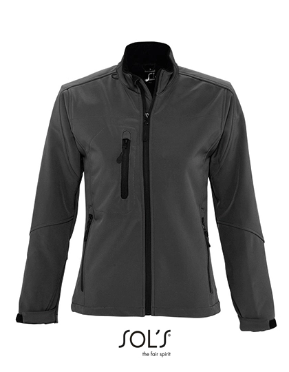 Women´s Softshell Jacket Roxy zum Besticken und Bedrucken in der Farbe Charcoal Grey (Solid) mit Ihren Logo, Schriftzug oder Motiv.