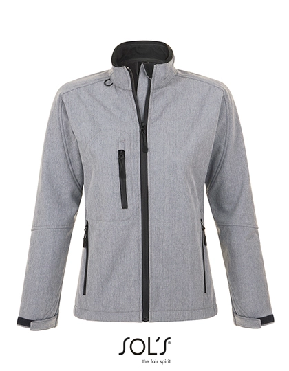 Women´s Softshell Jacket Roxy zum Besticken und Bedrucken in der Farbe Grey Melange mit Ihren Logo, Schriftzug oder Motiv.