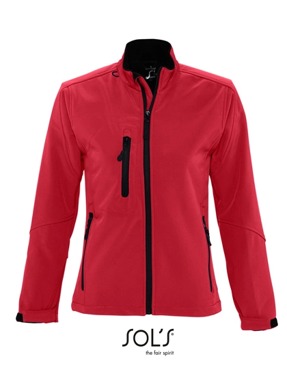 Women´s Softshell Jacket Roxy zum Besticken und Bedrucken in der Farbe Pepper Red mit Ihren Logo, Schriftzug oder Motiv.