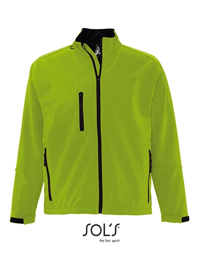 Men´s Softshell Jacket Relax zum Besticken und Bedrucken in der Farbe Absinthe Green mit Ihren Logo, Schriftzug oder Motiv.